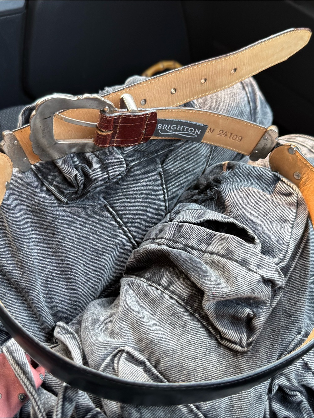 Vintage Brighton Brown Leather Belt with Silver-Tone Buckle - Picture 8 of 13
